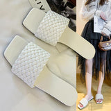 Fashion Women's PU Solid Color Flat Sandals Slippers