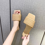 Fashion Women's PU Solid Color Flat Sandals Slippers