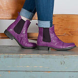 Women's Retro Chelsea Boot Comfy Low Heel Leather Booties
