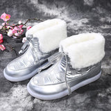 Women's Plain Lace-Up Round Toe Flat Snow Boots