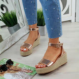 Roman Buckle Platform Dress Sandals