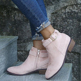 Side-Zipper Chunky Heel Boots