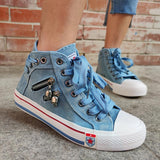 Women's Lace-up High-Top Denim Canvas Sneakers