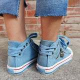 Women's Lace-up High-Top Denim Canvas Sneakers