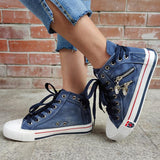 Women's Lace-up High-Top Denim Canvas Sneakers