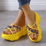 Transparent Cross Big Rhinestones Bear Trifle Bottom Women Sandals