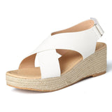 Large Size Hook Loop Peep Toe Casual Espadrilles Wedges Sandals