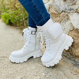 Women's Chic Strap Wallet Platform Martin Boots Ankle Boots