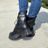Women's Chic Strap Wallet Platform Martin Boots Ankle Boots