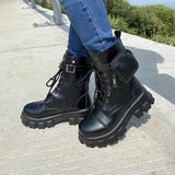 Women's Chic Strap Wallet Platform Martin Boots Ankle Boots