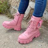 Women's Chic Strap Wallet Platform Martin Boots Ankle Boots