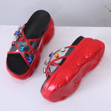 Transparent Cross Big Rhinestones Bear Trifle Bottom Women Sandals