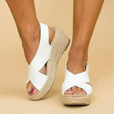 Large Size Hook Loop Peep Toe Casual Espadrilles Wedges Sandals