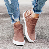 Women's Casual Canvas High-Top Sneakers With Side Zipper