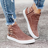Women's Casual Canvas High-Top Sneakers With Side Zipper
