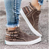 Women's Casual Canvas High-Top Sneakers With Side Zipper
