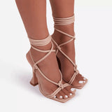 Women Summer Ankle Strap Sandals Thin High Heels Party Shoes
