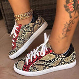 Fashion Lace-up Snake Print Sneakers