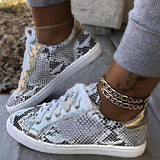 Fashion Lace-up Snake Print Sneakers