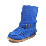 Folk Style Tassel Flat Cotton Boots