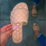 Women's PU Solid Color Flat Sandals Slippers