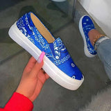 Women's Retro Printed Round Toe Loafers Sneakers