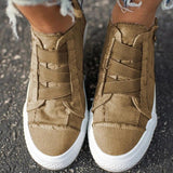 Women's Elastic Slid-on Canvas High-top Flat Sneaker