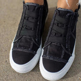 Women's Elastic Slid-on Canvas High-top Flat Sneaker