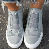 Women's Elastic Slid-on Canvas High-top Flat Sneaker