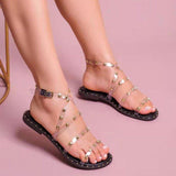 Transparent Rubber Rivet Flat Outer Wear Holiday Roman Beach Women Sandals