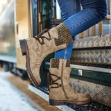 Women's Retro Warm Thick Heel Strap Sock Boots
