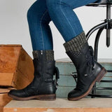 Women's Retro Warm Thick Heel Strap Sock Boots