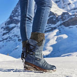 Women's Retro Warm Thick Heel Strap Sock Boots
