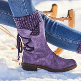 Women's Retro Warm Thick Heel Strap Sock Boots