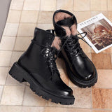 Women's Velvet Lace-up Chunky Heel Ankle Boots