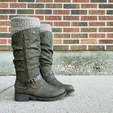 Women's Trendy Vintage Leather Patchwork Chunky Calf Boots