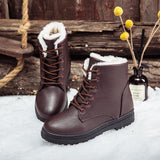 Women's Warm Leather Winter Snow Boots