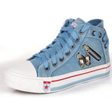 Women's Lace-up High-Top Denim Canvas Sneakers