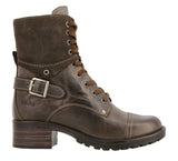Women's Leather Round Toe Martin Boots with Buckle