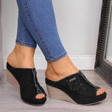 Women's Summer Denim Wedges Peep Toe Sandals