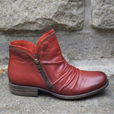 Women's Trendy Vintage Leather Booties Ankle Boots With Zipper