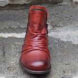 Women's Trendy Vintage Leather Booties Ankle Boots With Zipper