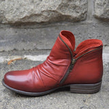 Women's Trendy Vintage Leather Booties Ankle Boots With Zipper