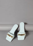 Women's Flat Sandals With Gold Chain Decoration