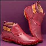 Women's leather Solid Color Ankle Boots