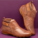 Women's leather Solid Color Ankle Boots
