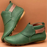Women's leather Solid Color Ankle Boots