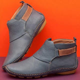 Women's leather Solid Color Ankle Boots