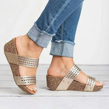 Hollow Cut Wedge Slippers Sandals