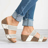 Hollow Cut Wedge Slippers Sandals